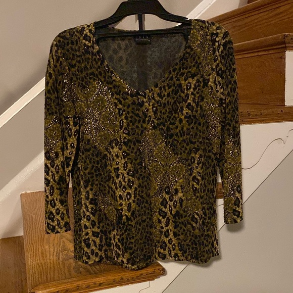 Vintage JKLA California animal print floral sheer shirt size Large - Picture 2 of 4